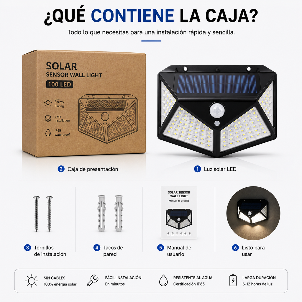 Foco Solar LED con Sensor de Movimiento