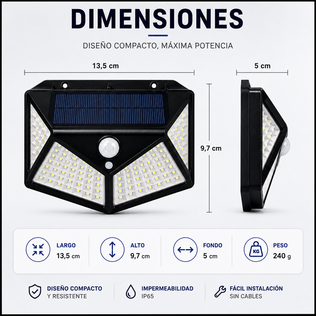 Foco Solar LED con Sensor de Movimiento